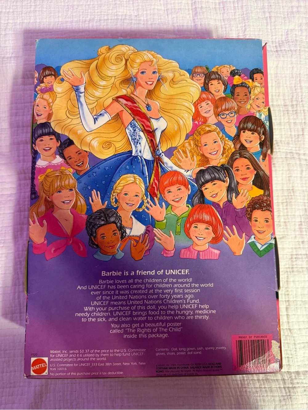 Barbie 1989 Special Edition Unicef Doll 1920 Mattel Blonde Hair Green Dress NRFB
